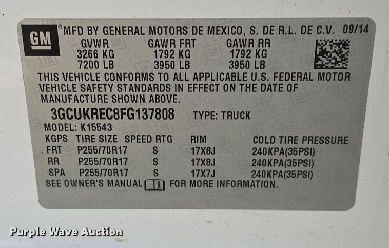 image for item DW3816 2015 Chevrolet Silverado 1500 Crew Cab pickup truck