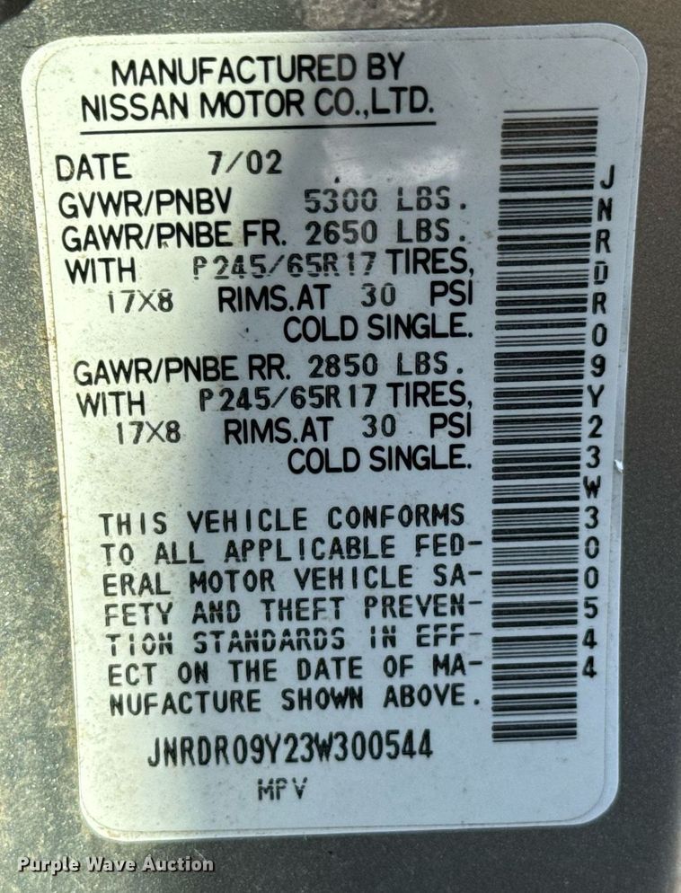 image for item DX1449 2003 Infiniti QX4 SUV