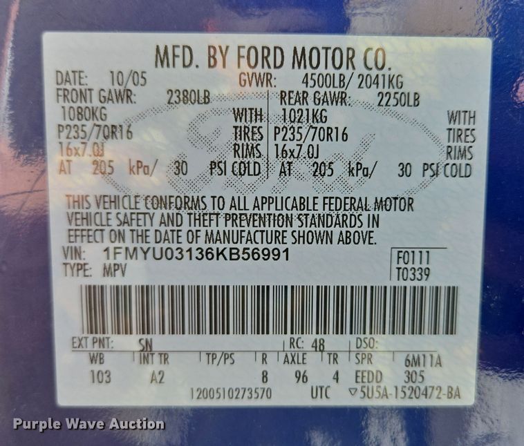 image for item EE8556 2006 Ford Escape XLT SUV
