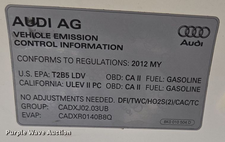 image for item EE8557 2012 Audi A5 convertible