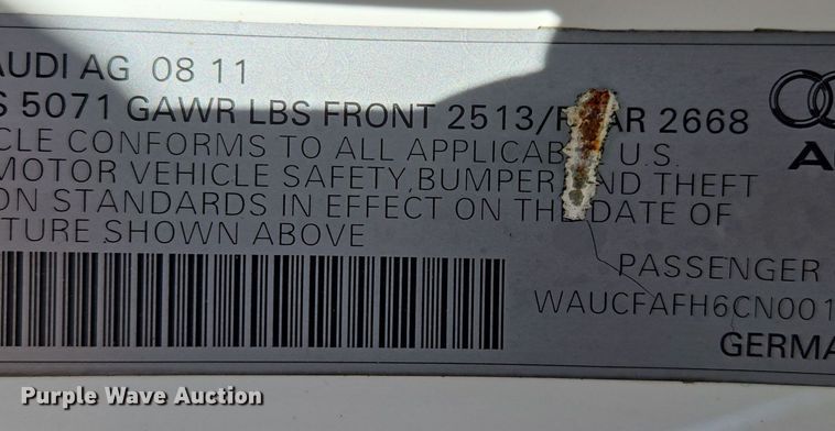 image for item EE8557 2012 Audi A5 convertible