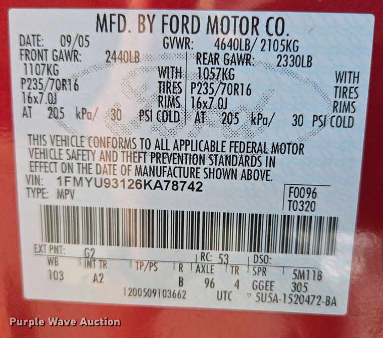 image for item EE8562 2006 Ford  Escape XLT SUV