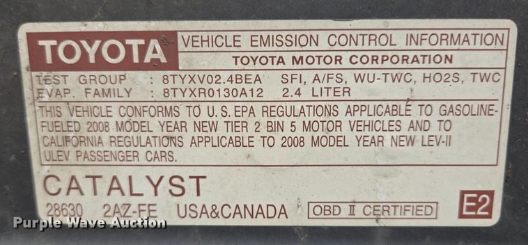 image for item EE8587 2008 Toyota  Camry LE 