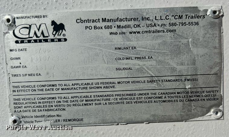 image for item EG1126 2007 CM Trailers enclosed cargo trailer