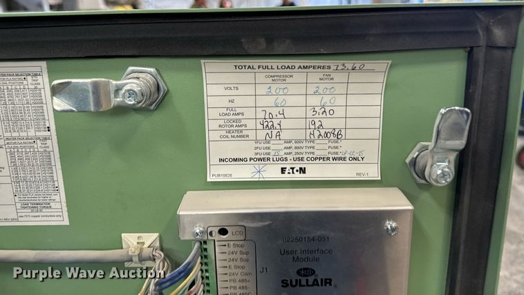 image for item EG6798 2013 Sullair 1809E AC air compressor