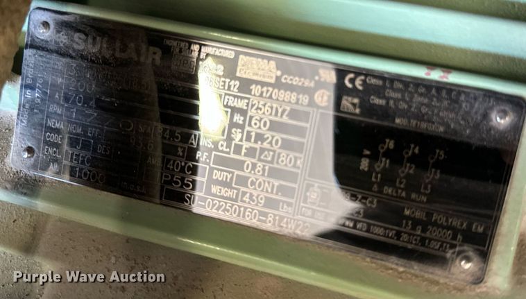 image for item EG6798 2013 Sullair 1809E AC air compressor