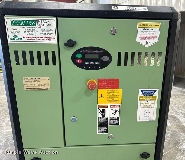 image for item EG6799 2016 Sullair 1809E AC air compressor