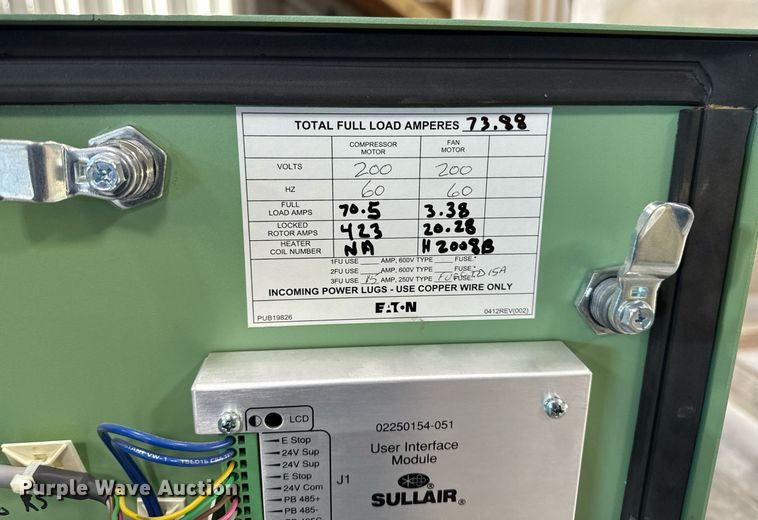 image for item EG6799 2016 Sullair 1809E AC air compressor