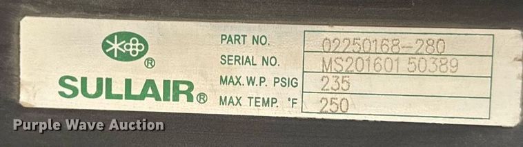 image for item EG6799 2016 Sullair 1809E AC air compressor