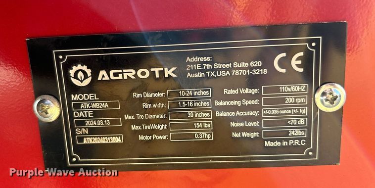 image for item EG7850 2024 Agrotk ATK-WB24A tire balancer