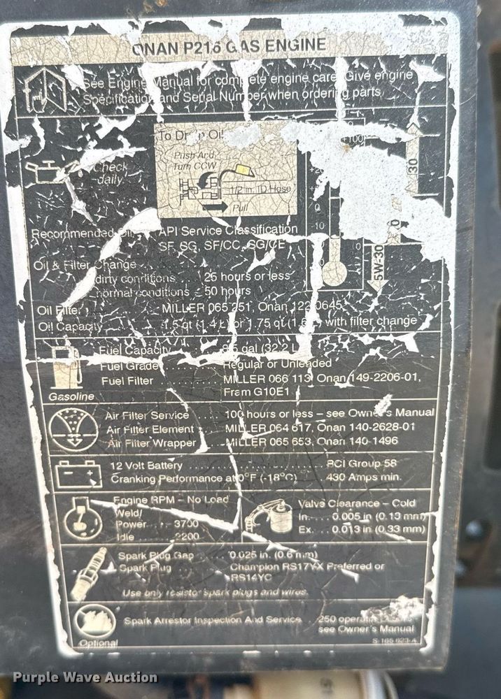 image for item EJ3113 1995 Miller Bobcat 225G Plus welder/generator