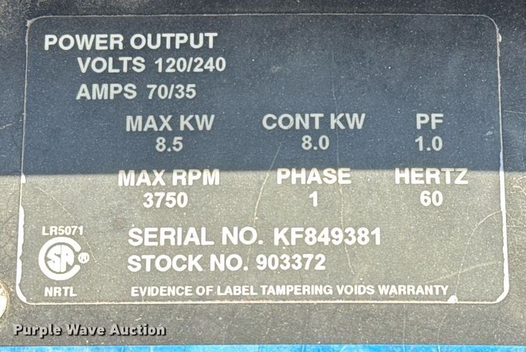 image for item EJ3113 1995 Miller Bobcat 225G Plus welder/generator