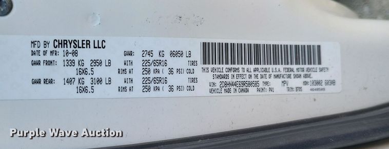 image for item EJ8048 2009 Dodge Grand Caravan SE handicap accessible van