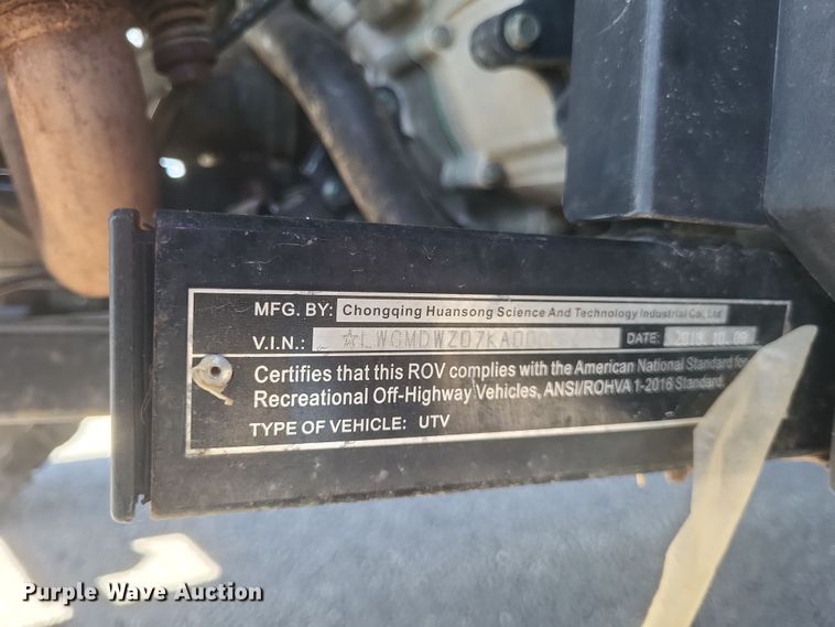 image for item EJ8059 2019 Hisun Sector 750 utility vehicle