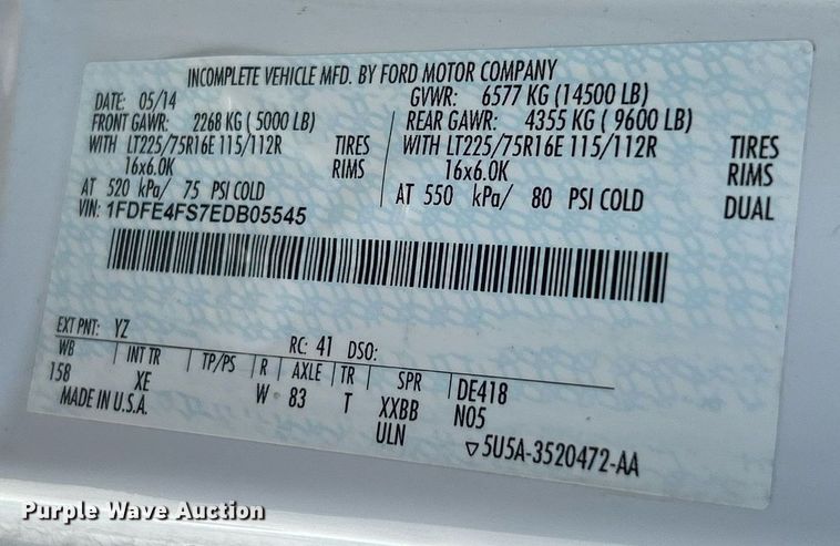 image for item EK3404 2014 Ford E450 Super Duty shuttle bus