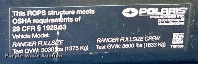 image for item EK3464 2016 Polaris  Ranger Crew 900 HD utility vehicle