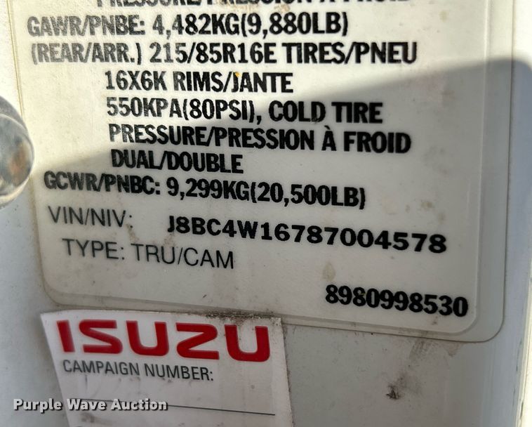 image for item EK3488 2008 Chevrolet  W4500 box truck