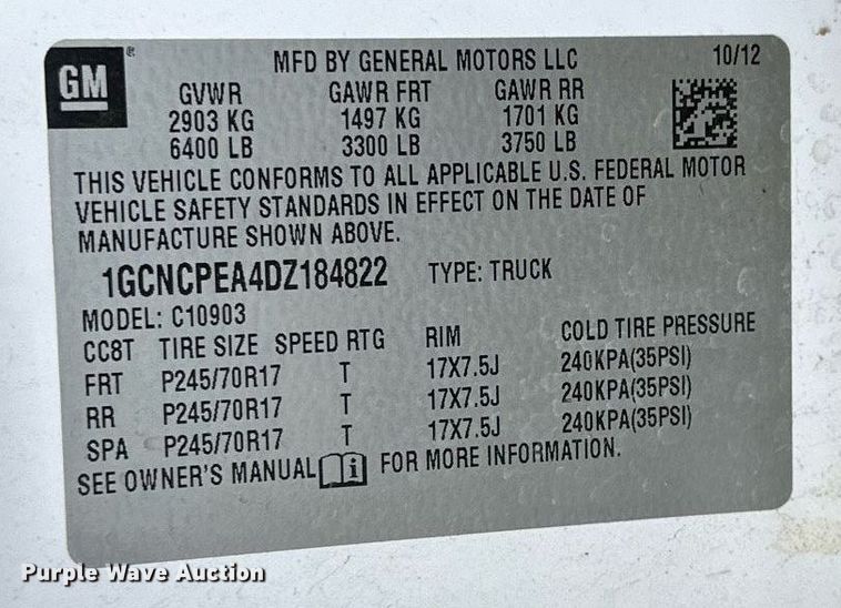 image for item EN2500 2013 Chevrolet  Silverado 1500 pickup truck