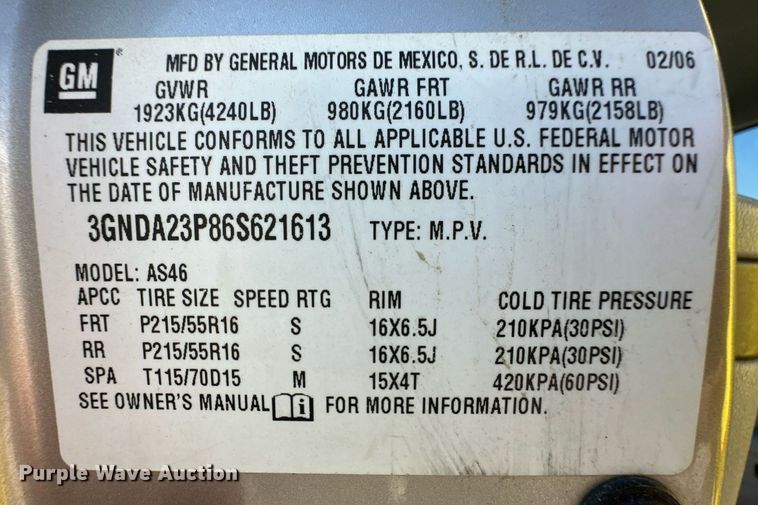 image for item ER8040 2006 Chevrolet HHR 