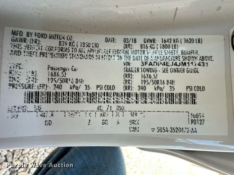 image for item ER8041 2018 Ford Fiesta 