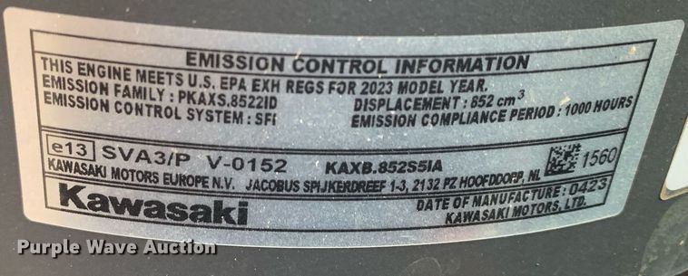 image for item JT9682 2023 Kubota  Z781KWTI ZTR lawn mower