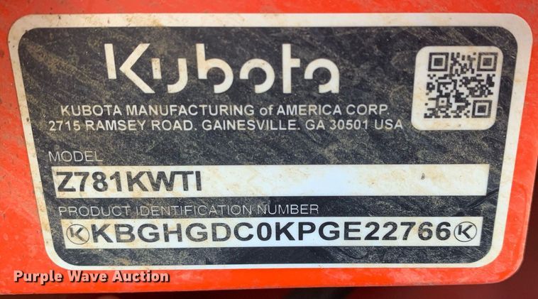 image for item JT9682 2023 Kubota  Z781KWTI ZTR lawn mower