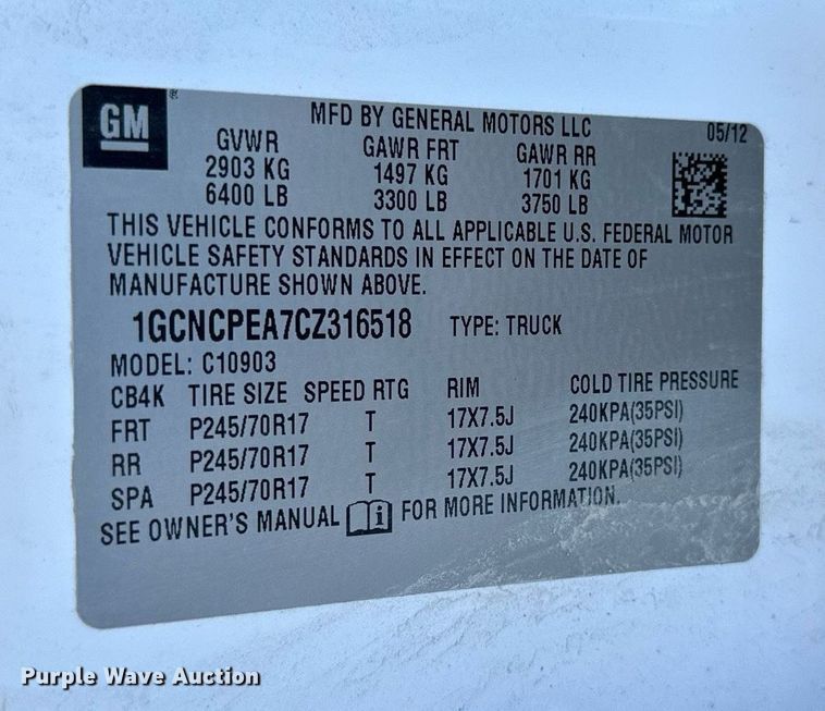 image for item LR9532 2012 Chevrolet  Silverado 1500 pickup truck