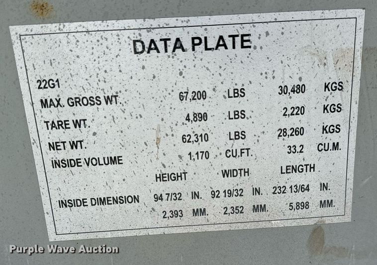 image for item MS9801 2007 CIMC CF20C-105A shipping container 