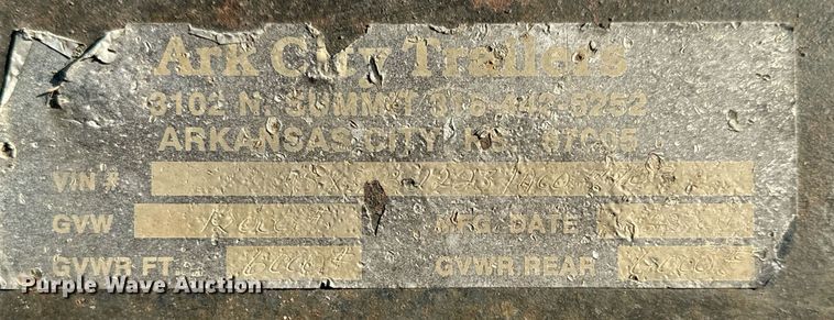 image for item MS9827 2001 Ark City Trailer utility trailer