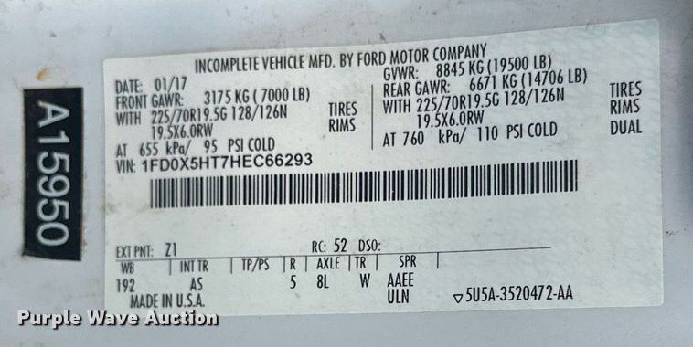 image for item DD3358 2017 Ford F550 Super Duty XL bucket truck