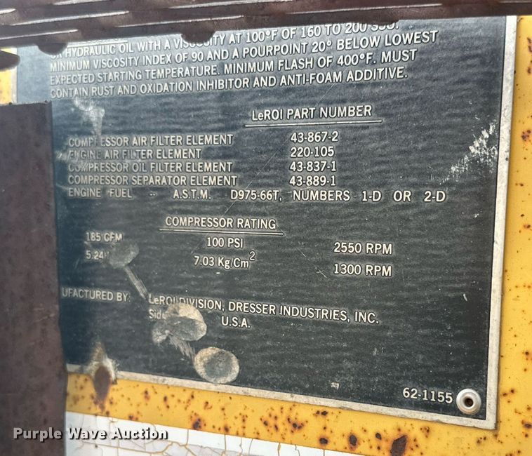image for item DD3387 1988 LeRoi air compressor