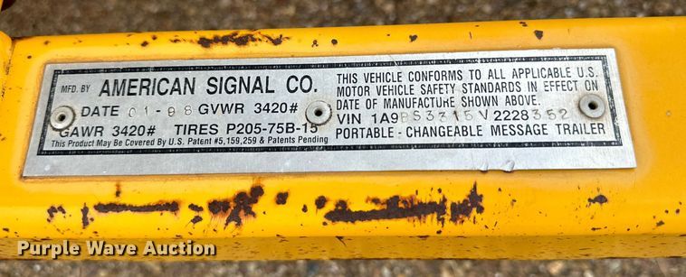 image for item DD3395 American Signal message board trailer 