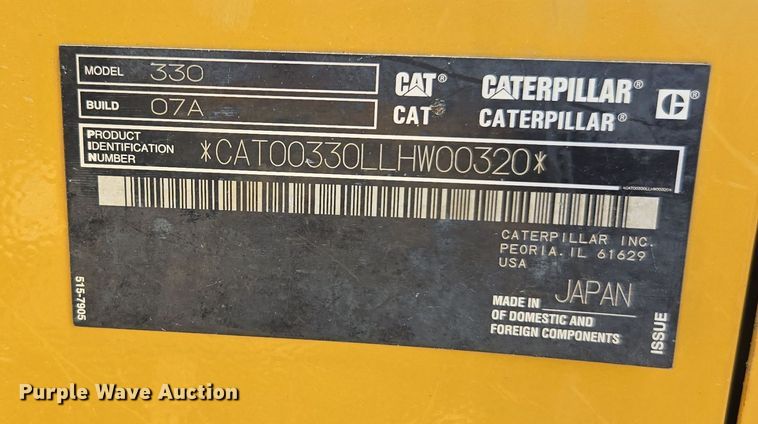 image for item DI6281 2019 Caterpillar 330 excavator