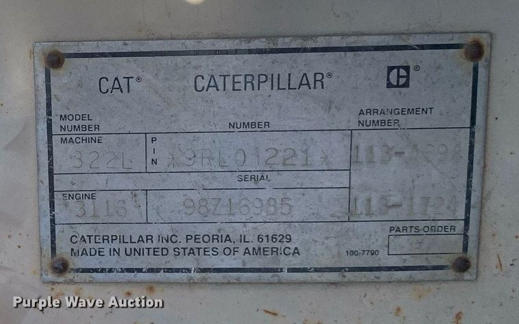 image for item DM1832 1996 Caterpillar  322L excavator