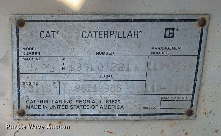 image for item DM1832 1996 Caterpillar  322L excavator