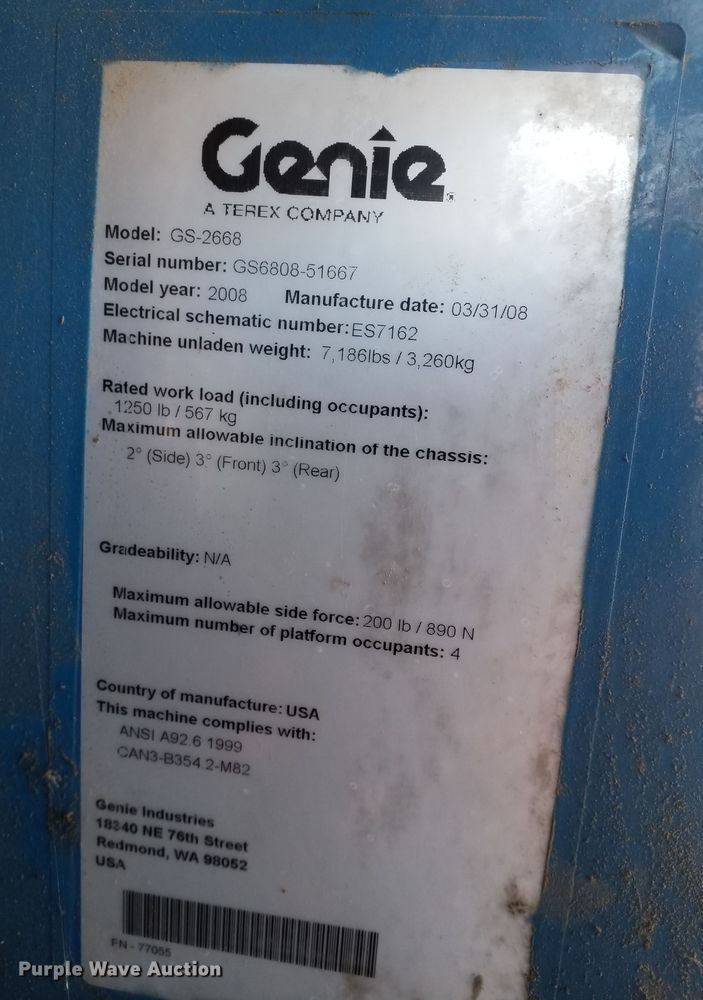 image for item DN3590 2008 Genie GS-2668 RT scissor lift