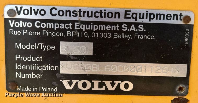 image for item DO2562 2008 Volvo BL60 backhoe