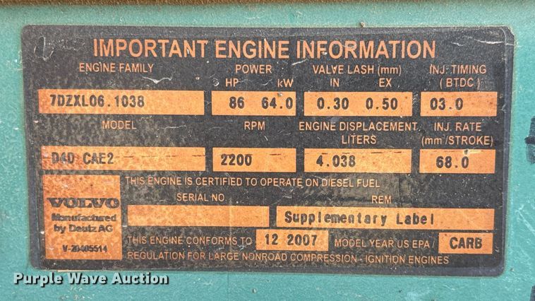 image for item DO2563 2008 Volvo BL60 backhoe