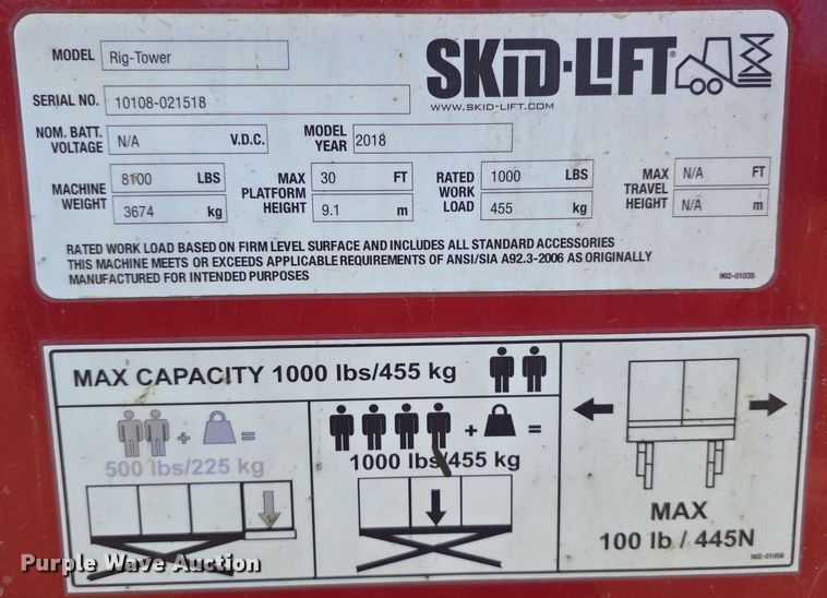 image for item DO5545 2018 Skid-Lift Rig-Tower scissor lift