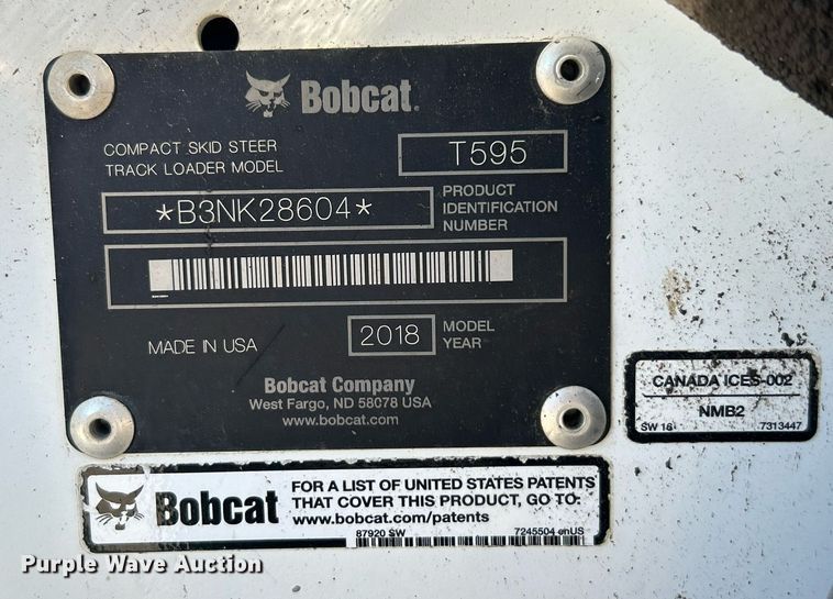 image for item DO7567 2018 Bobcat  T595 skid steer loader