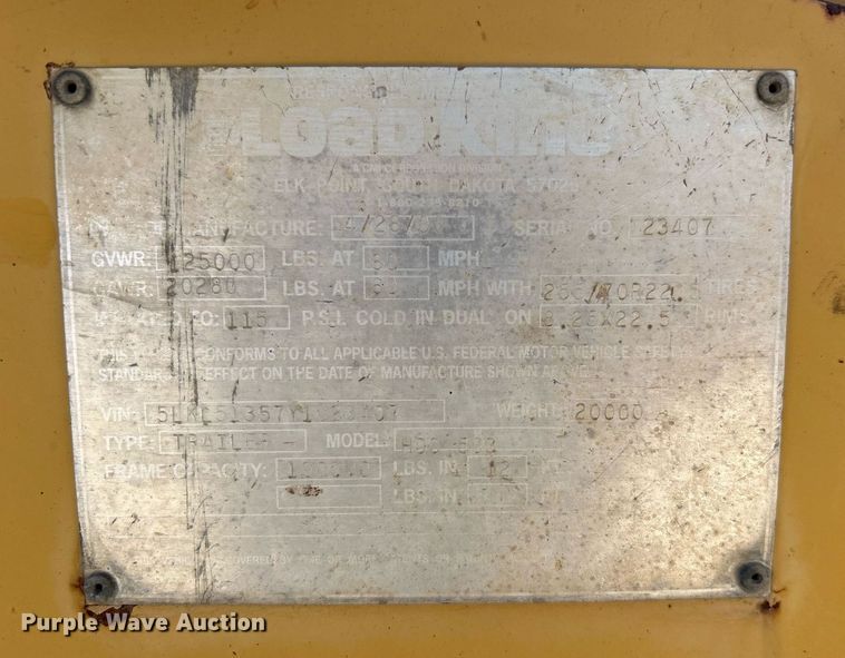 image for item DO7571 2000 Load King HDD 503 lowboy equipment trailer