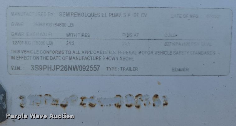 image for item DQ5231 2022 Semiremolques El Puma BD40SR bottom dump trailer