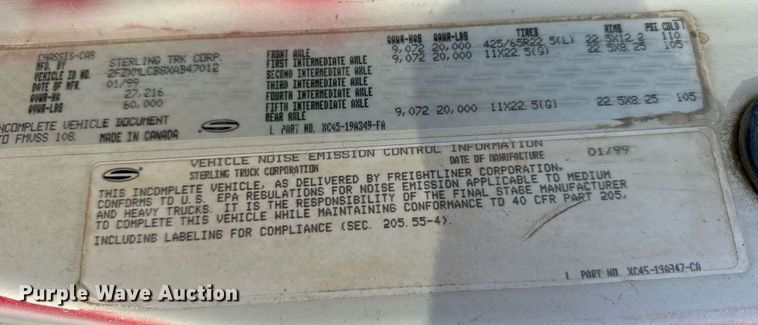 image for item DT2097 1999 Sterling  L-Line ready mix truck