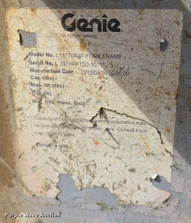 image for item DT5296 2012 Genie GTH1056 telehandler