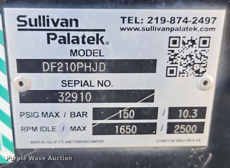 image for item DT7517 Sullivan DF210PHJD air compressor