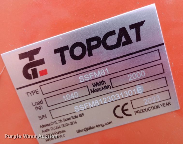 image for item DW0778 2023 Topcat SSFM81 skid steer mulcher