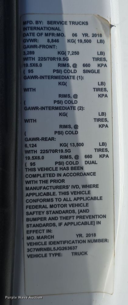 image for item DW3815 2018 Dodge Ram 5500HD utility / service truck