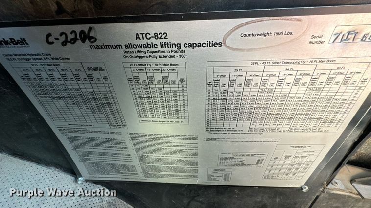 image for item DX1443 1996 Link-Belt ATC-822 crane truck