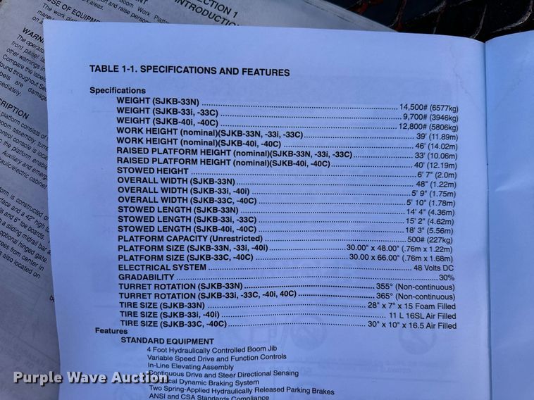 image for item DX1444 Skyjack SJKB-33N boom lift