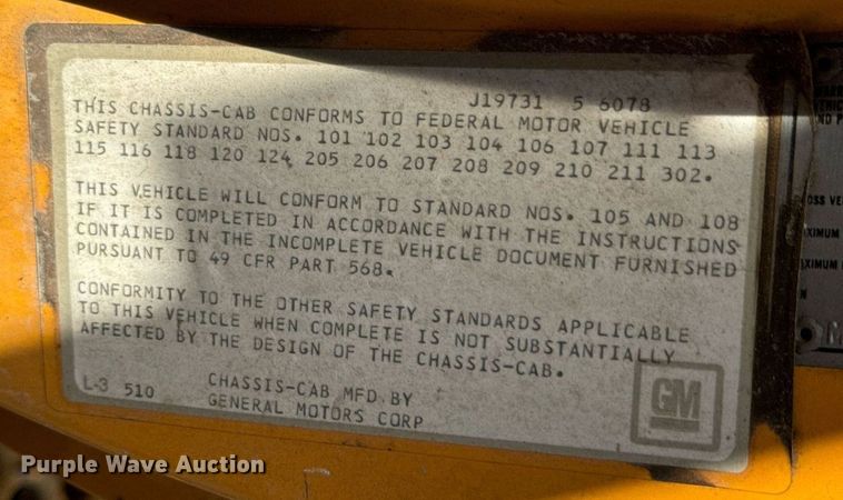 image for item DX1445 1987 GMC Sierra C7 crane truck